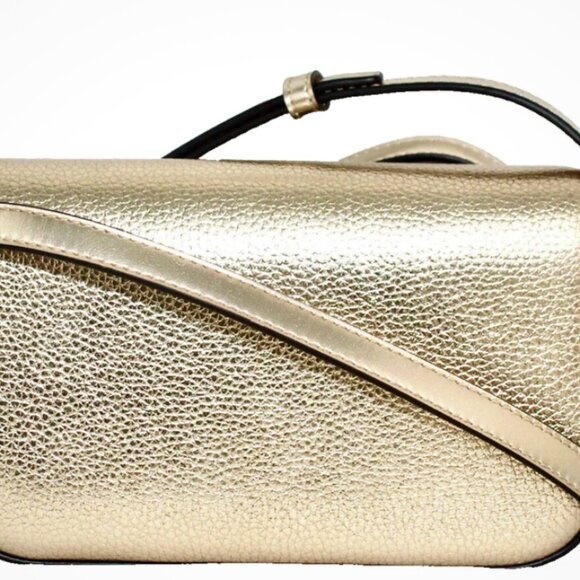 NWT Michael Kors Jet Set Travel Small Metallic Leather Crossbody - GOLD - Picture 2 of 12